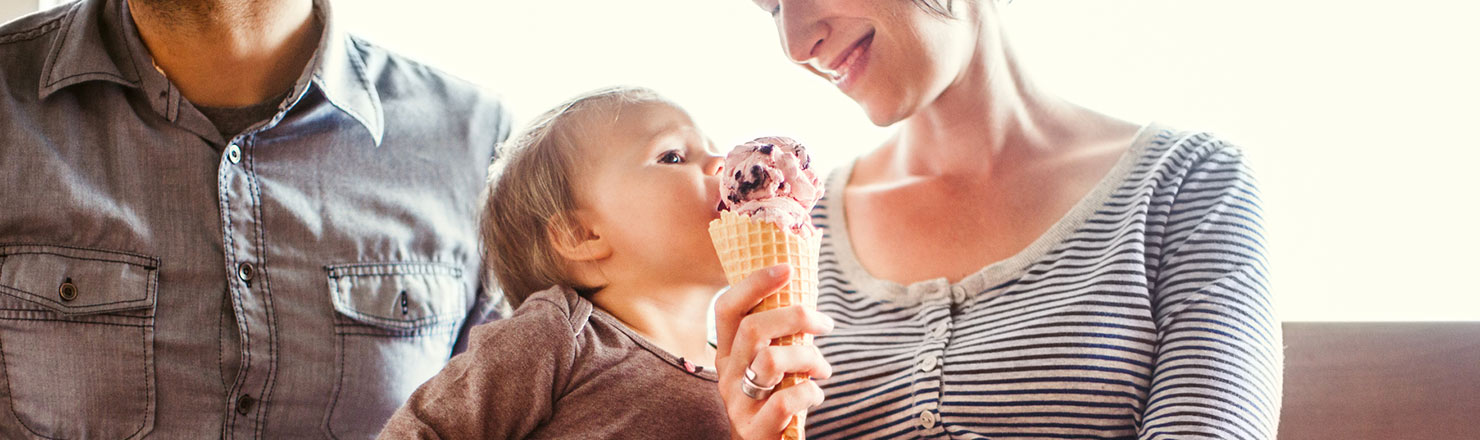 Little girl eating ice cream