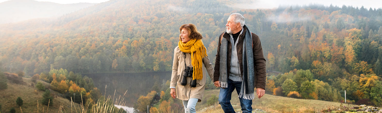 Mature couple hiking