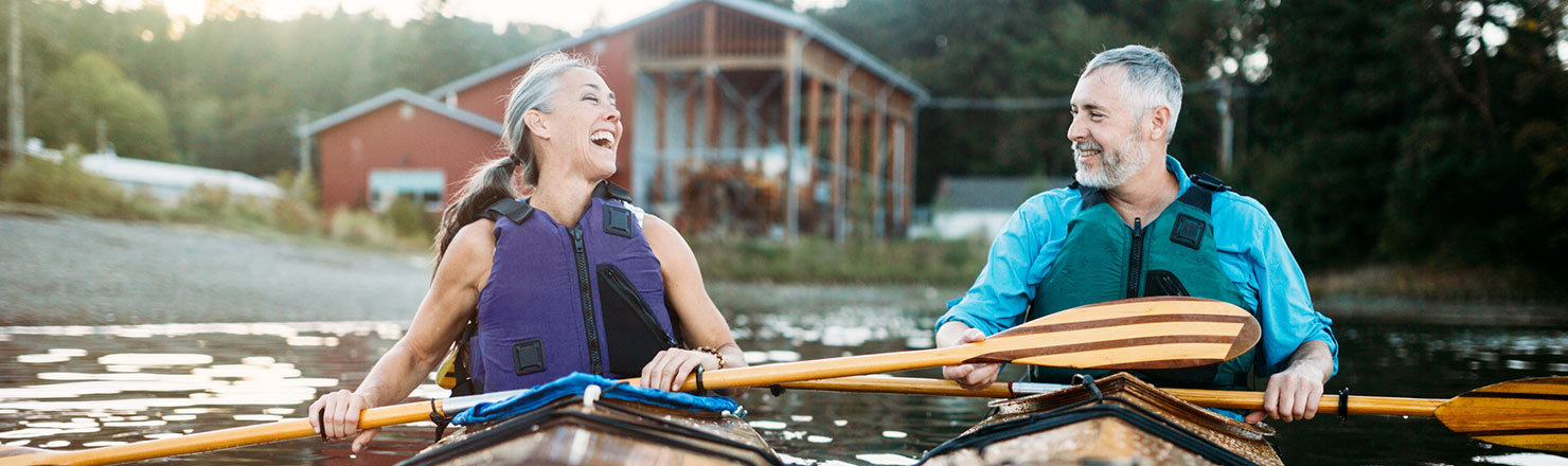 Couple canoeing