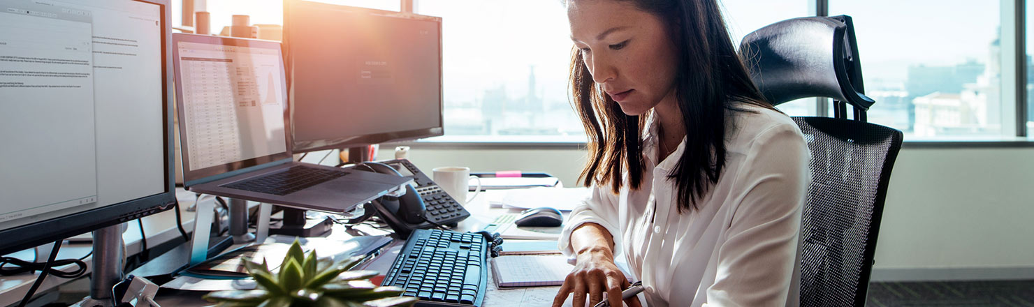 Woman at desk working